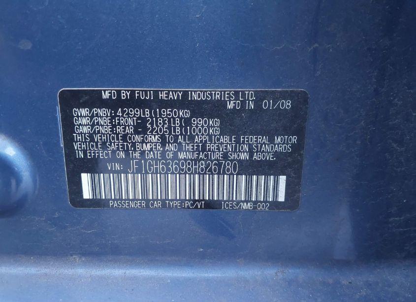 Photo 9 of 2008 Subaru Impreza OUTBACK SPORT (VIN JF1GH63698H826780)