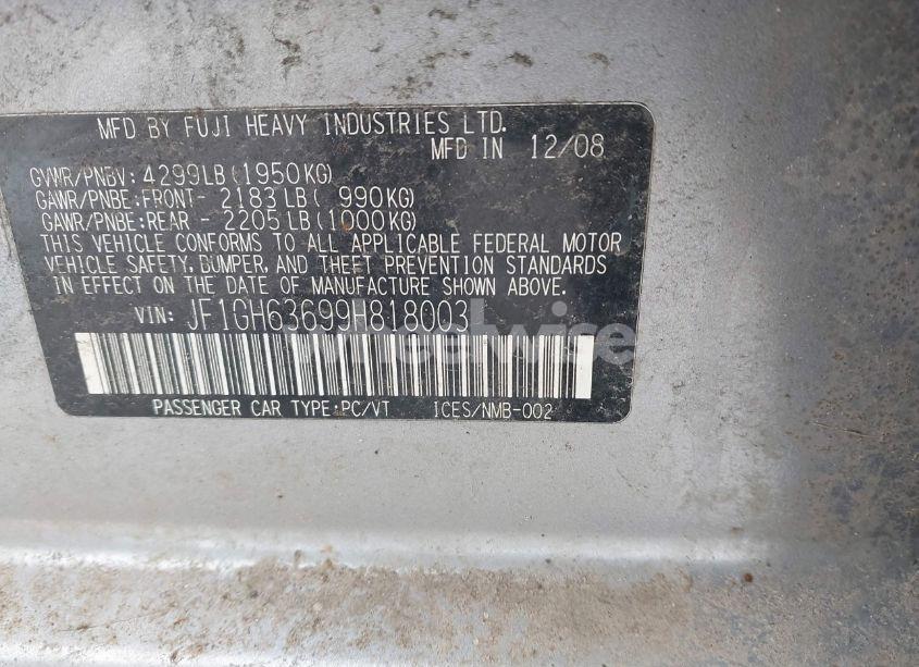Photo 9 of 2009 Subaru Impreza OUTBACK SPORT (VIN JF1GH63699H818003)