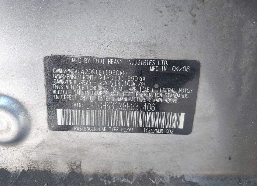 Photo 9 of 2008 Subaru Impreza OUTBACK SPORT (VIN JF1GH636X8H831406)