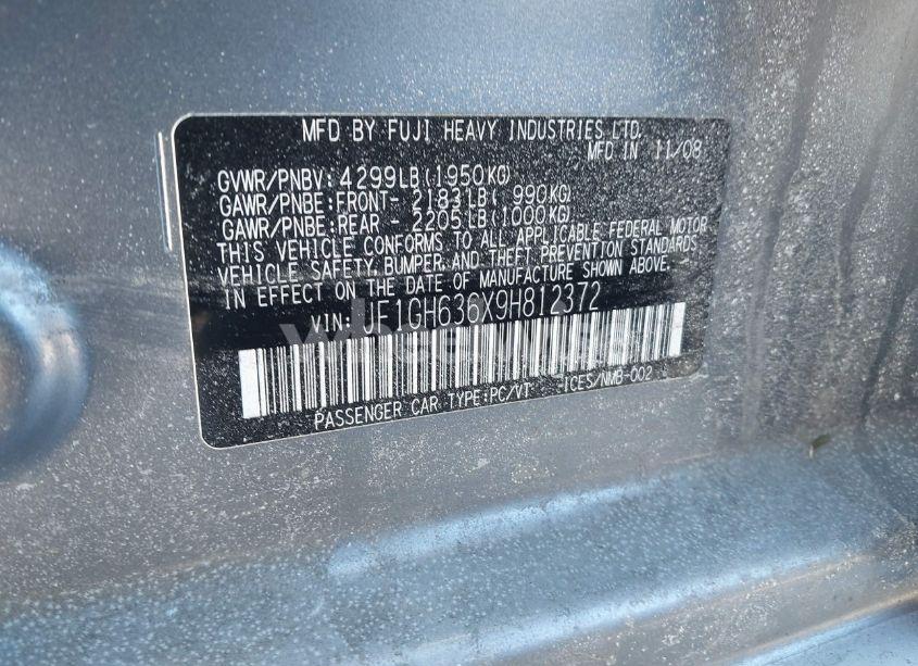 Photo 9 of 2009 Subaru Impreza OUTBACK SPORT (VIN JF1GH636X9H812372)