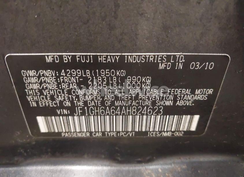 Photo 9 of 2010 Subaru Impreza 2.5I (VIN JF1GH6A64AH824623)