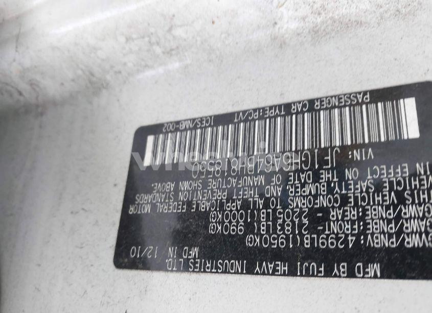 Photo 9 of 2011 Subaru Impreza 2.5I (VIN JF1GH6A64BH818550)