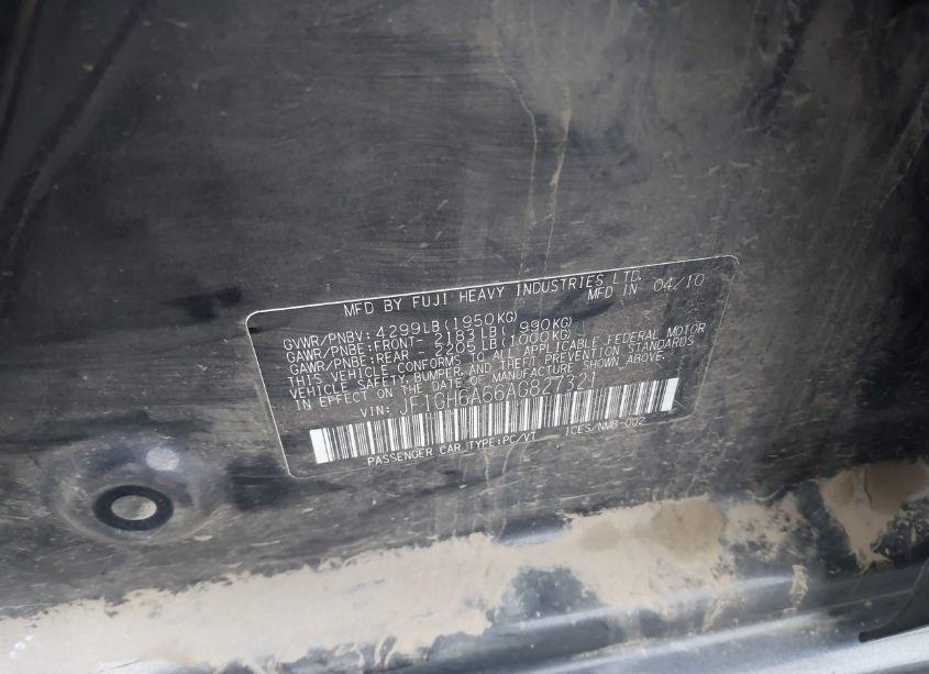 Photo 9 of 2010 Subaru Impreza 2.5I (VIN JF1GH6A66AG827321)
