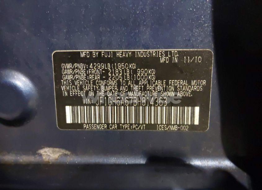 Photo 9 of 2011 Subaru Impreza 2.5I (VIN JF1GH6A67BH814363)