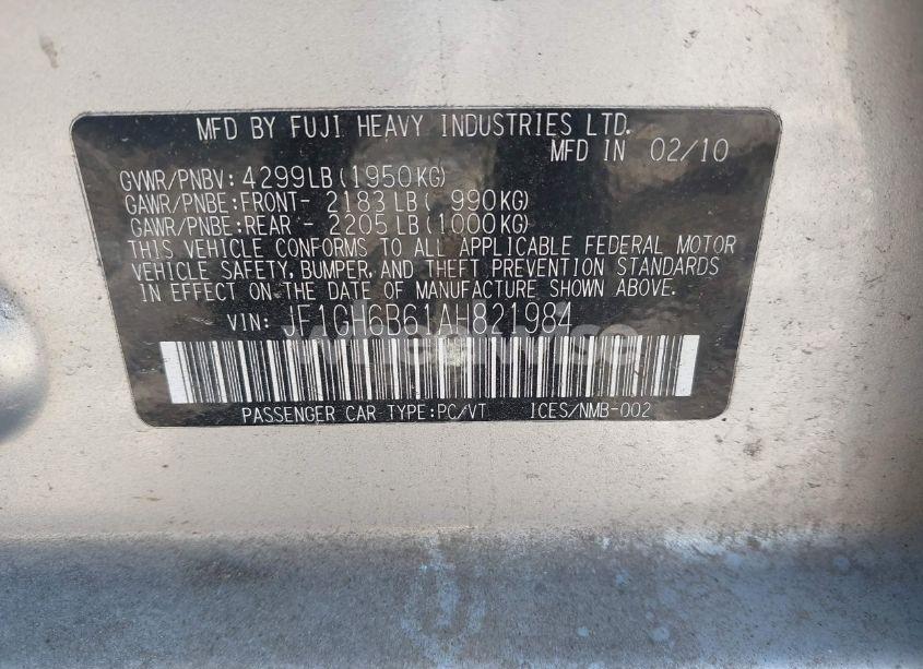 Photo 14 of 2010 Subaru Impreza 2.5I PREMIUM (VIN JF1GH6B61AH821984)