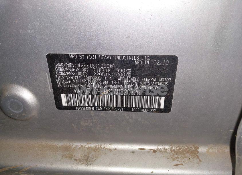Photo 9 of 2010 Subaru Impreza 2.5I PREMIUM (VIN JF1GH6B62AH820326)
