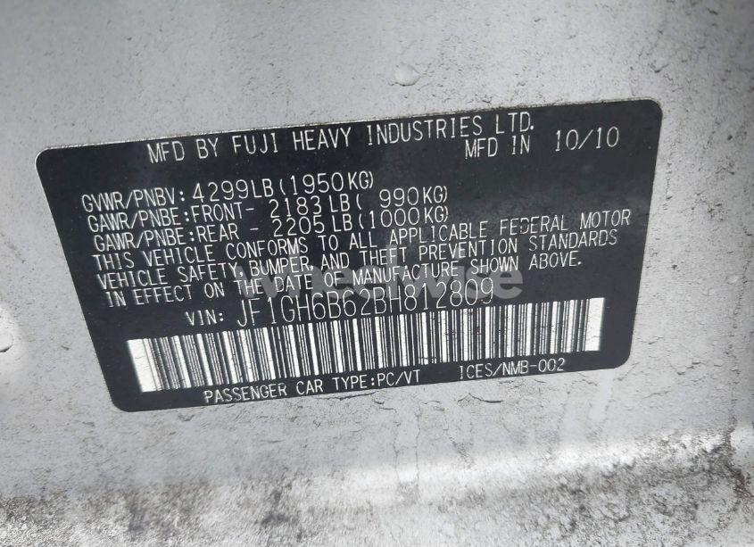 Photo 9 of 2011 Subaru Impreza 2.5I PREMIUM (VIN JF1GH6B62BH812809)