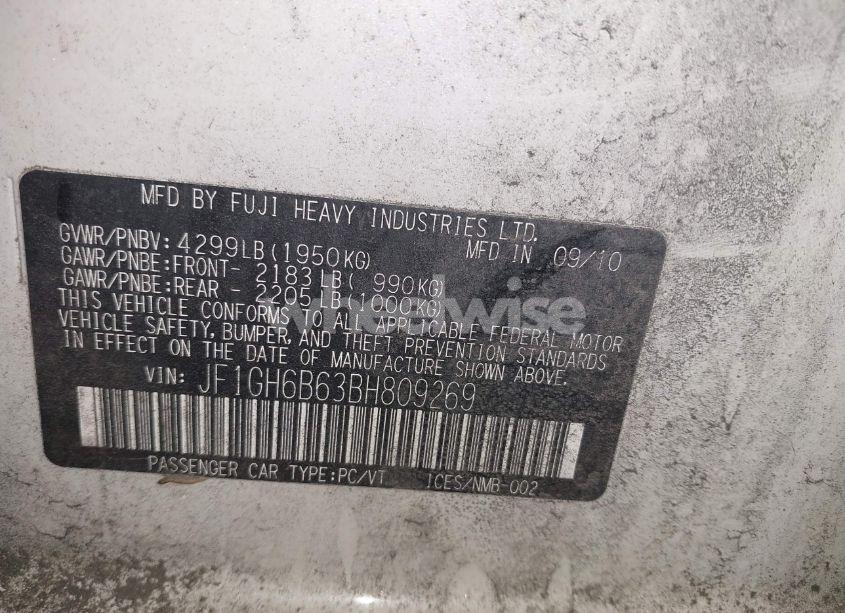 Photo 9 of 2011 Subaru Impreza 2.5I PREMIUM (VIN JF1GH6B63BH809269)