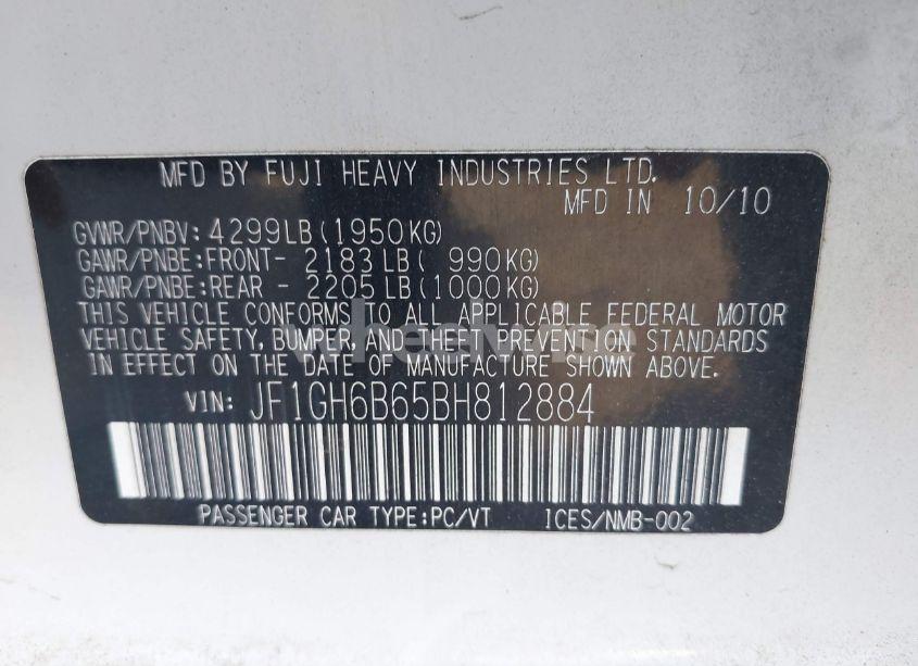 Photo 9 of 2011 Subaru Impreza 2.5I PREMIUM (VIN JF1GH6B65BH812884)