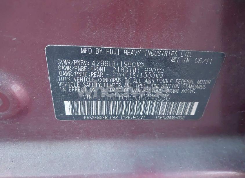 Photo 9 of 2011 Subaru Impreza 2.5I PREMIUM (VIN JF1GH6B65BH830530)