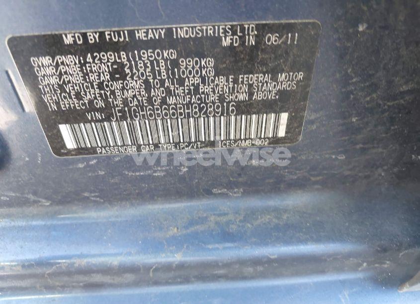 Photo 9 of 2011 Subaru Impreza 2.5I PREMIUM (VIN JF1GH6B66BH828916)