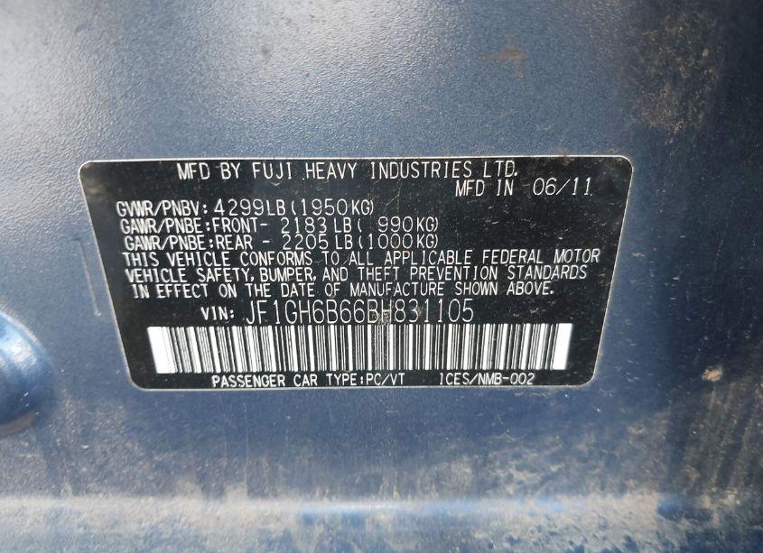 Photo 9 of 2011 Subaru Impreza 2.5I PREMIUM (VIN JF1GH6B66BH831105)