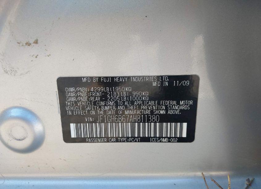 Photo 9 of 2010 Subaru Impreza 2.5I PREMIUM (VIN JF1GH6B67AH811380)
