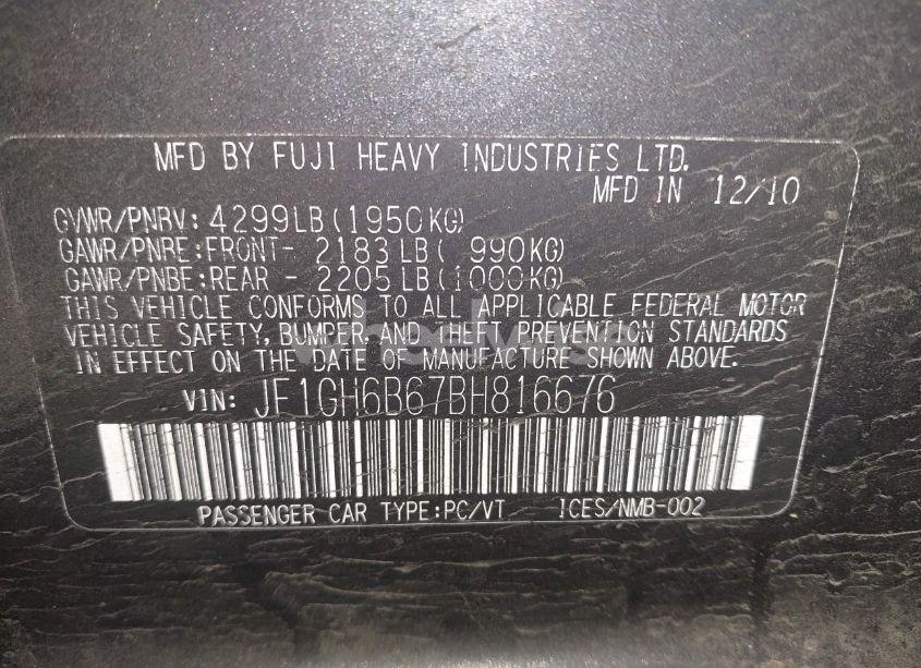 Photo 9 of 2011 Subaru Impreza 2.5I PREMIUM (VIN JF1GH6B67BH816676)