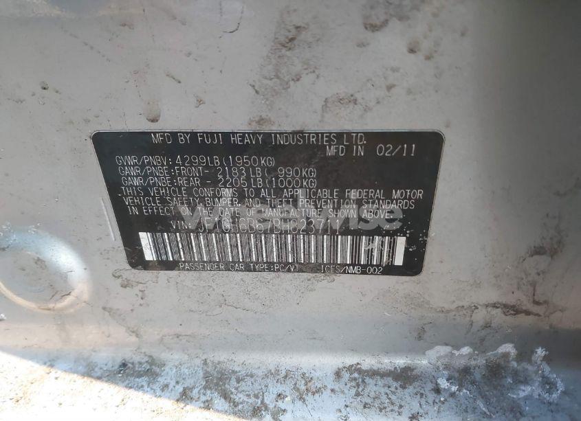 Photo 9 of 2011 Subaru Impreza 2.5I PREMIUM (VIN JF1GH6B67BH823711)