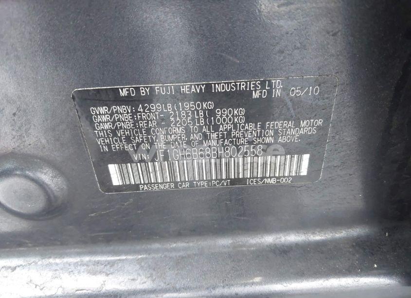 Photo 9 of 2011 Subaru Impreza 2.5I PREMIUM (VIN JF1GH6B68BH802558)