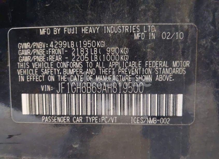 Photo 9 of 2010 Subaru Impreza 2.5I PREMIUM (VIN JF1GH6B69AH819500)