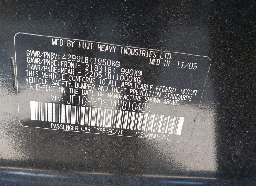 Photo 9 of 2010 Subaru Impreza OUTBACK SPORT (VIN JF1GH6D60AH810486)