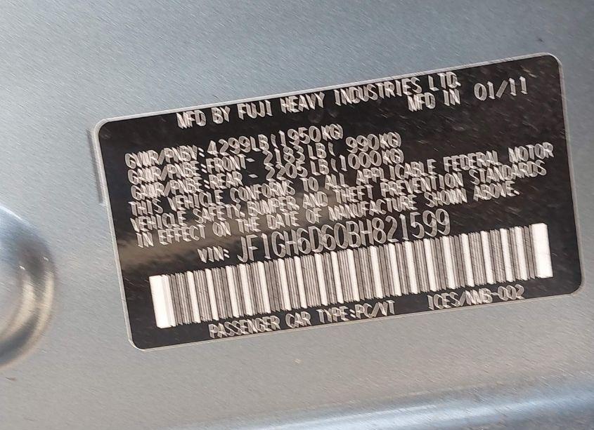 Photo 9 of 2011 Subaru Impreza OUTBACK SPORT (VIN JF1GH6D60BH821599)