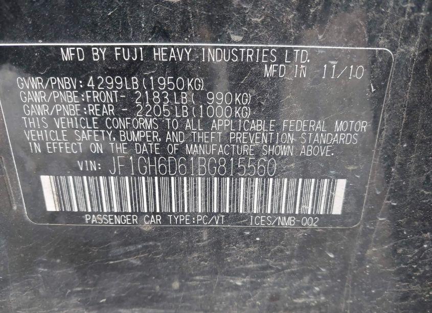 Photo 9 of 2011 Subaru Impreza OUTBACK SPORT (VIN JF1GH6D61BG815560)