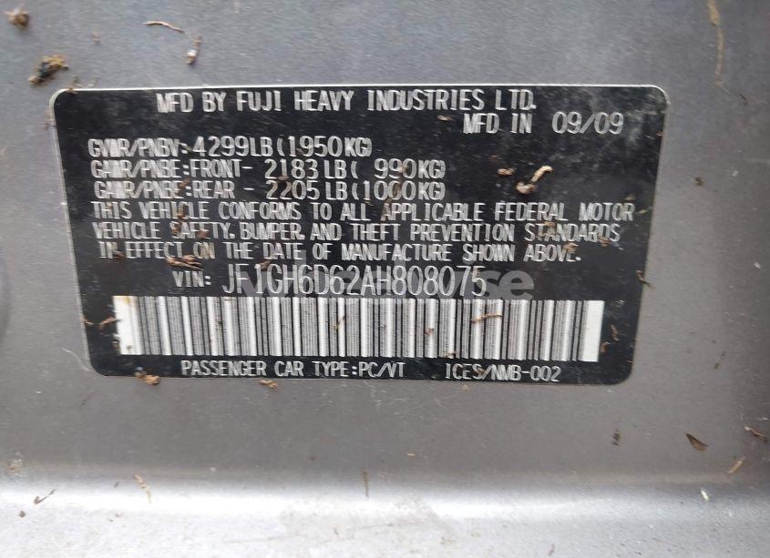 Photo 9 of 2010 Subaru Impreza (VIN JF1GH6D62AH808075)