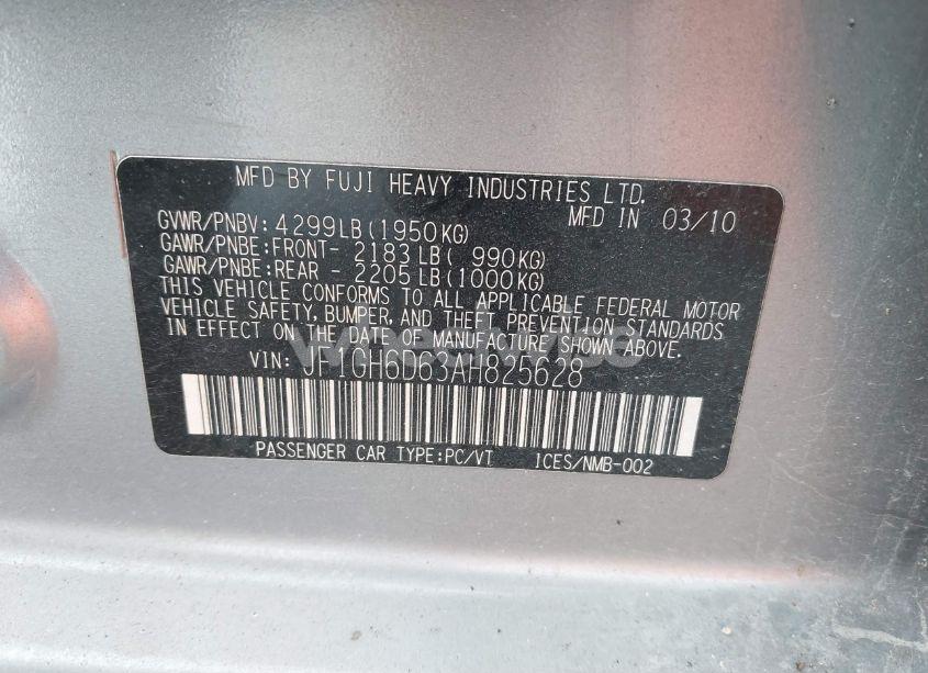 Photo 9 of 2010 Subaru Impreza OUTBACK SPORT (VIN JF1GH6D63AH825628)