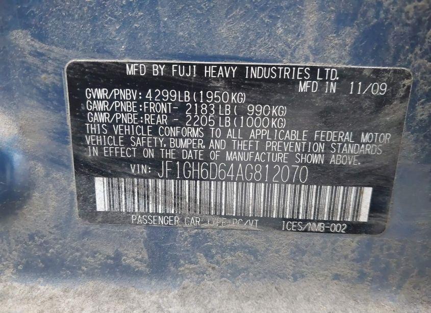 Photo 9 of 2010 Subaru Impreza OUTBACK SPORT (VIN JF1GH6D64AG812070)