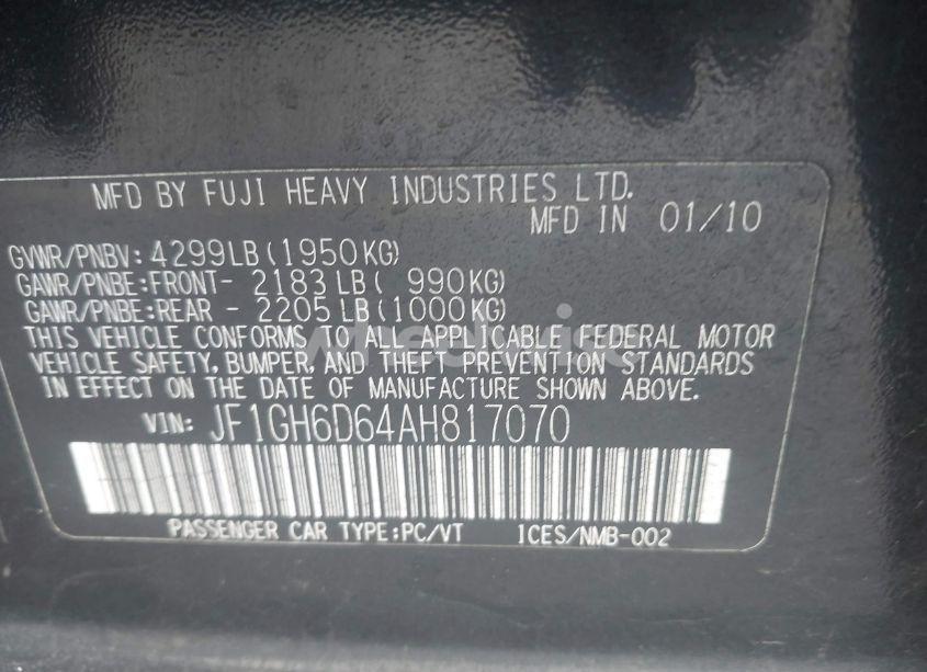 Photo 9 of 2010 Subaru Impreza OUTBACK SPORT (VIN JF1GH6D64AH817070)