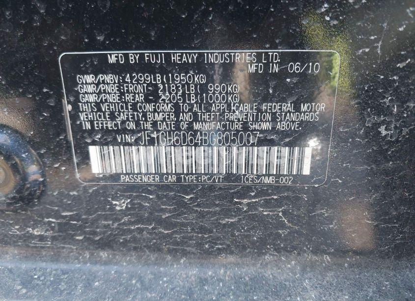 Photo 9 of 2011 Subaru Impreza OUTBACK SPORT (VIN JF1GH6D64BG805007)