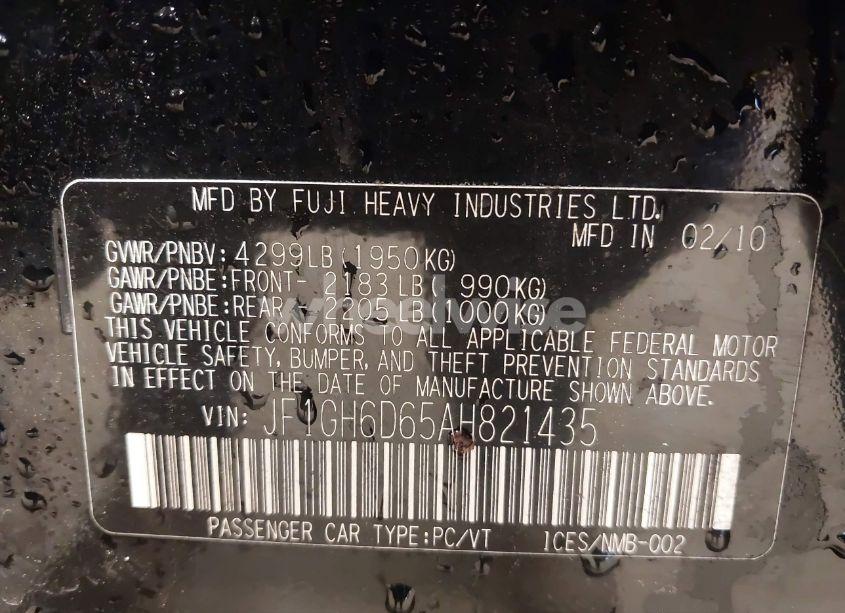 Photo 9 of 2010 Subaru Impreza OUTBACK SPORT (VIN JF1GH6D65AH821435)