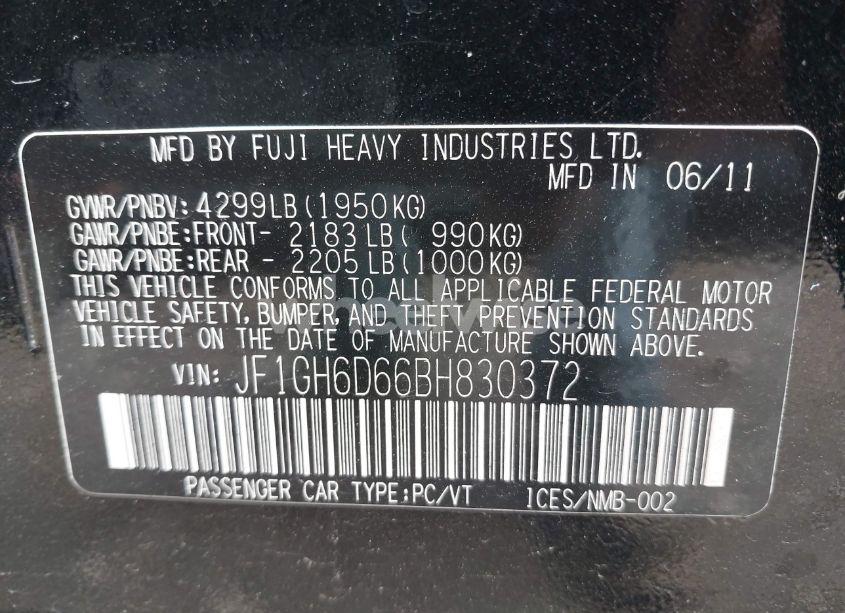 Photo 9 of 2011 Subaru Impreza OUTBACK SPORT (VIN JF1GH6D66BH830372)