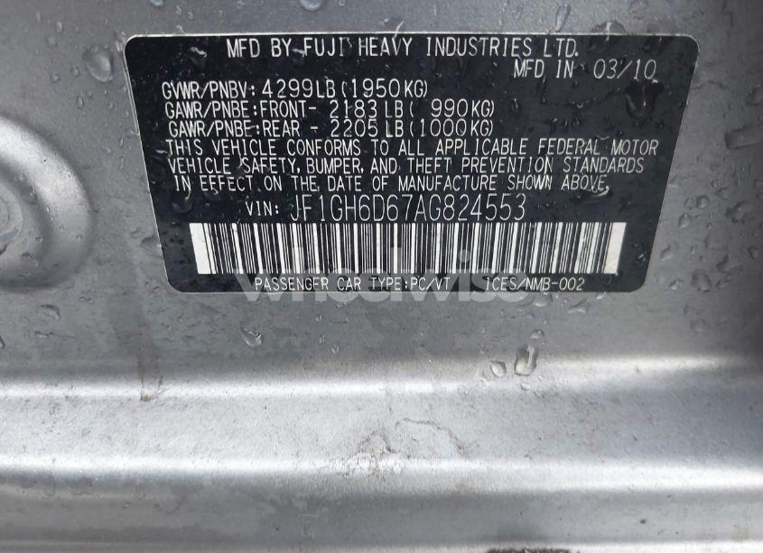 Photo 9 of 2010 Subaru Impreza OUTBACK SPORT (VIN JF1GH6D67AG824553)