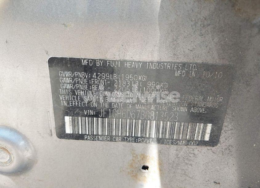 Photo 9 of 2011 Subaru Impreza OUTBACK SPORT (VIN JF1GH6D67BG813523)