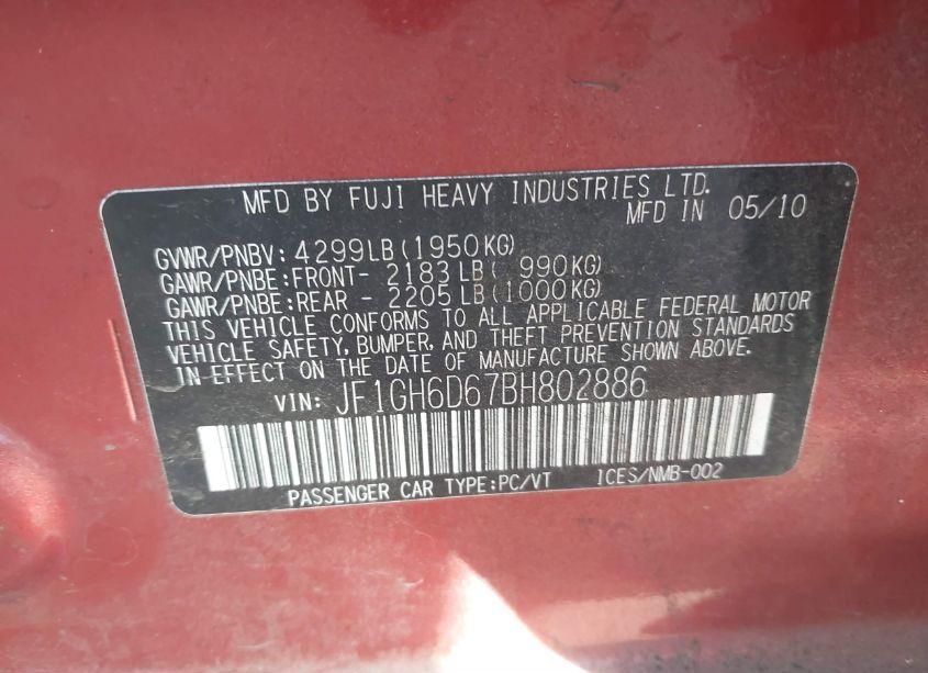 Photo 9 of 2011 Subaru Impreza OUTBACK SPORT (VIN JF1GH6D67BH802886)