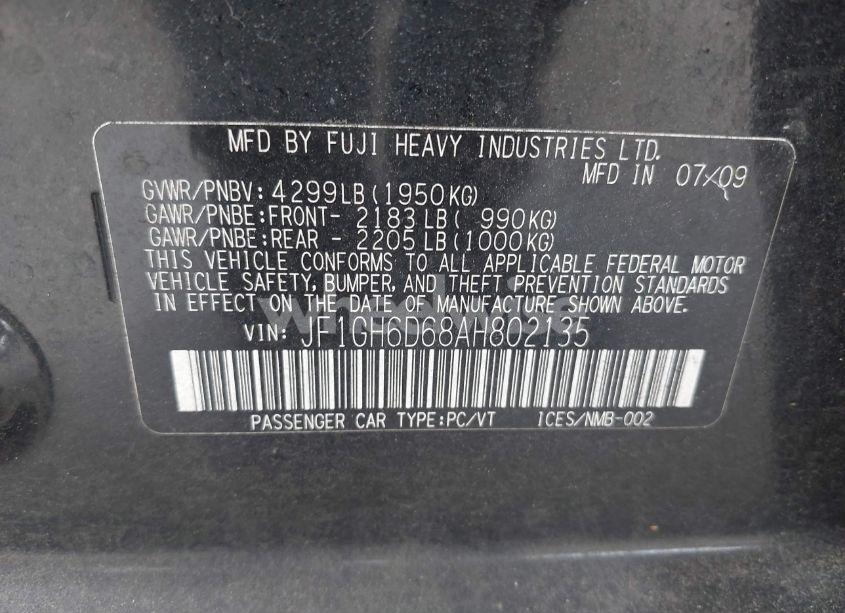 Photo 9 of 2010 Subaru Impreza OUTBACK SPORT (VIN JF1GH6D68AH802135)