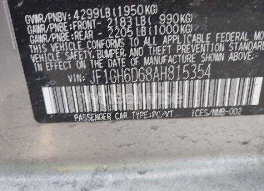 Photo 9 of 2010 Subaru Impreza OUTBACK SPORT (VIN JF1GH6D68AH815354)