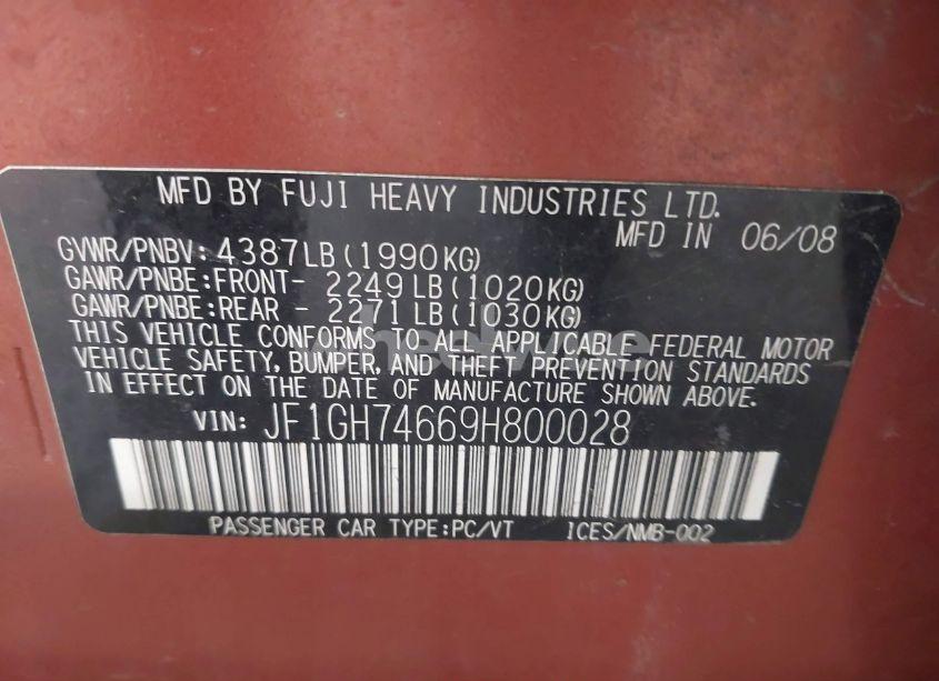 Photo 9 of 2009 Subaru Impreza 2.5GT (VIN JF1GH74669H800028)