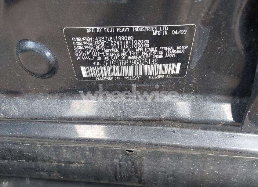 Photo 9 of 2009 Subaru Impreza WRX (VIN JF1GH76679G826138)