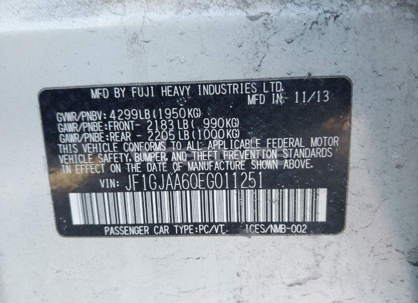 Photo 9 of 2014 Subaru Impreza 2.0I (VIN JF1GJAA60EG011251)