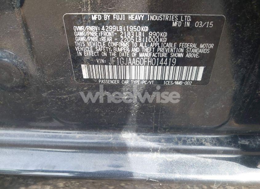 Photo 9 of 2015 Subaru Impreza 2.0I (VIN JF1GJAA60FH014419)
