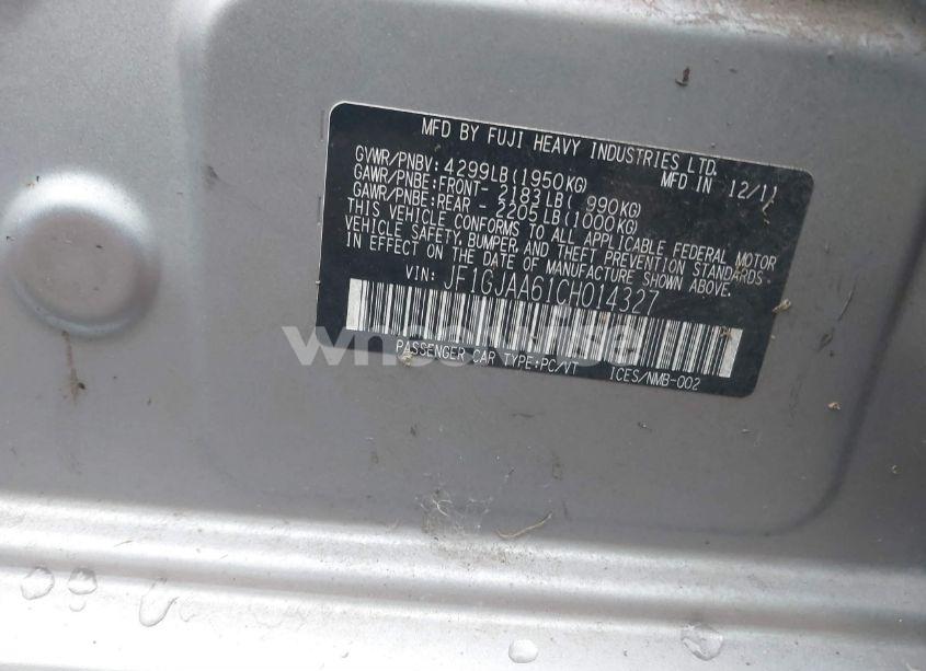 Photo 9 of 2012 Subaru Impreza 2.0I (VIN JF1GJAA61CH014327)