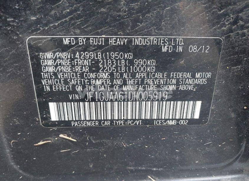 Photo 9 of 2013 Subaru Impreza 2.0I (VIN JF1GJAA61DH005919)