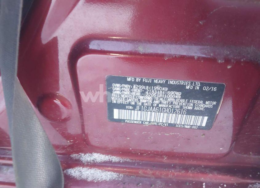 Photo 9 of 2016 Subaru Impreza 2.0I (VIN JF1GJAA61GH012616)