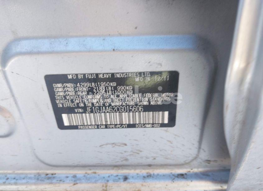 Photo 9 of 2012 Subaru Impreza 2.0I (VIN JF1GJAA62CG015606)
