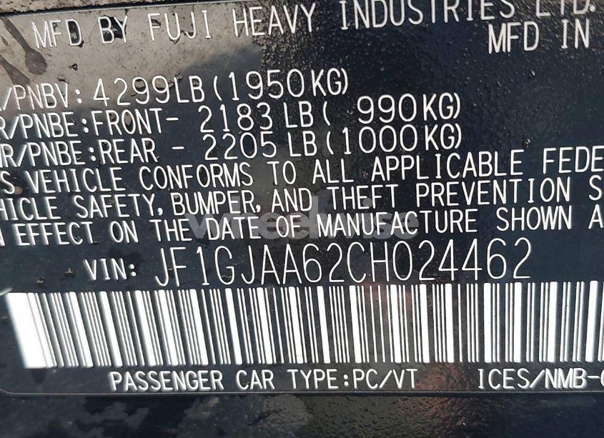 Photo 9 of 2012 Subaru Impreza 2.0I (VIN JF1GJAA62CH024462)