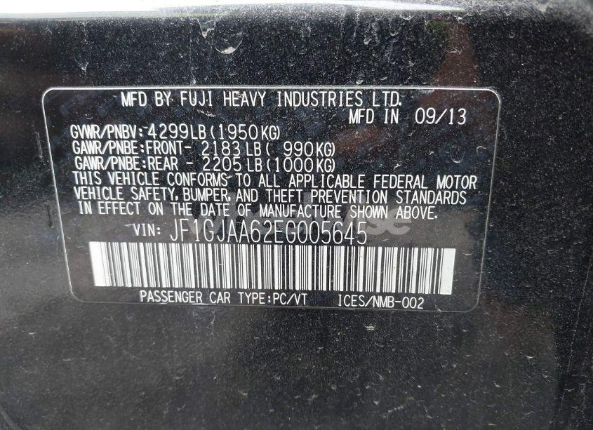 Photo 9 of 2014 Subaru Impreza 2.0I (VIN JF1GJAA62EG005645)