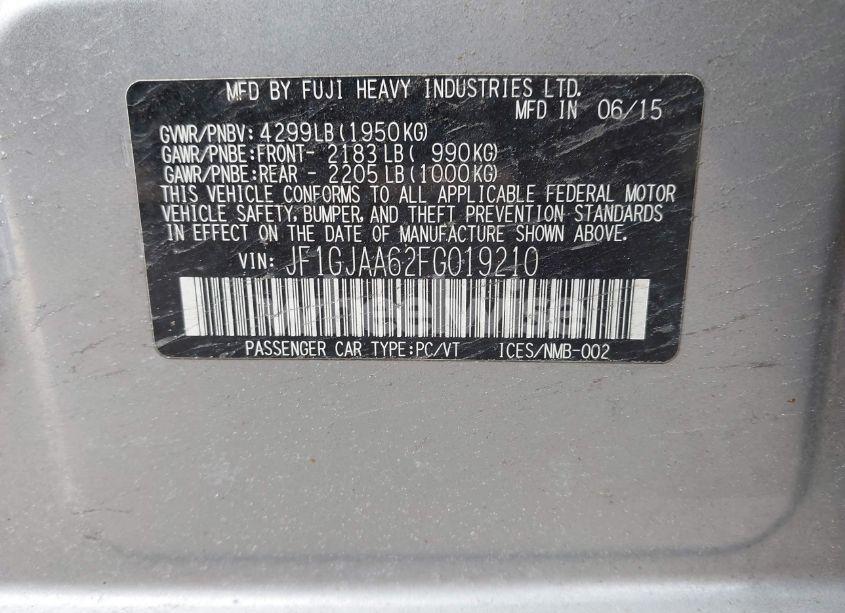 Photo 9 of 2015 Subaru Impreza 2.0I (VIN JF1GJAA62FG019210)