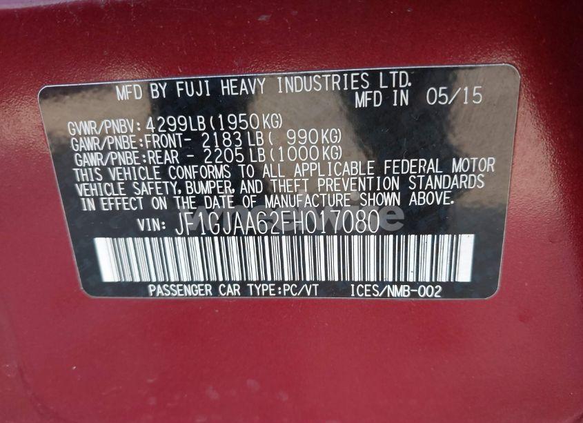 Photo 9 of 2015 Subaru Impreza 2.0I (VIN JF1GJAA62FH017080)