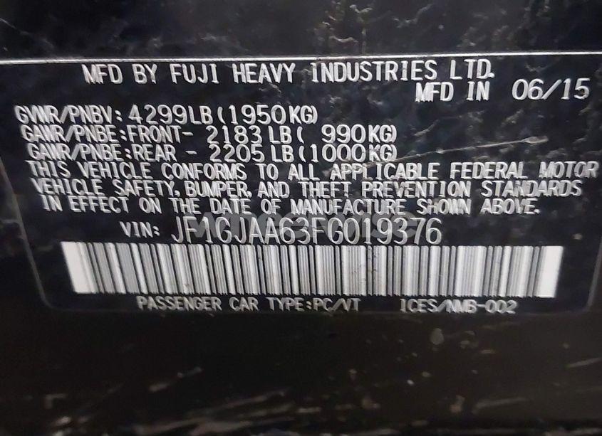 Photo 9 of 2015 Subaru Impreza 2.0I (VIN JF1GJAA63FG019376)