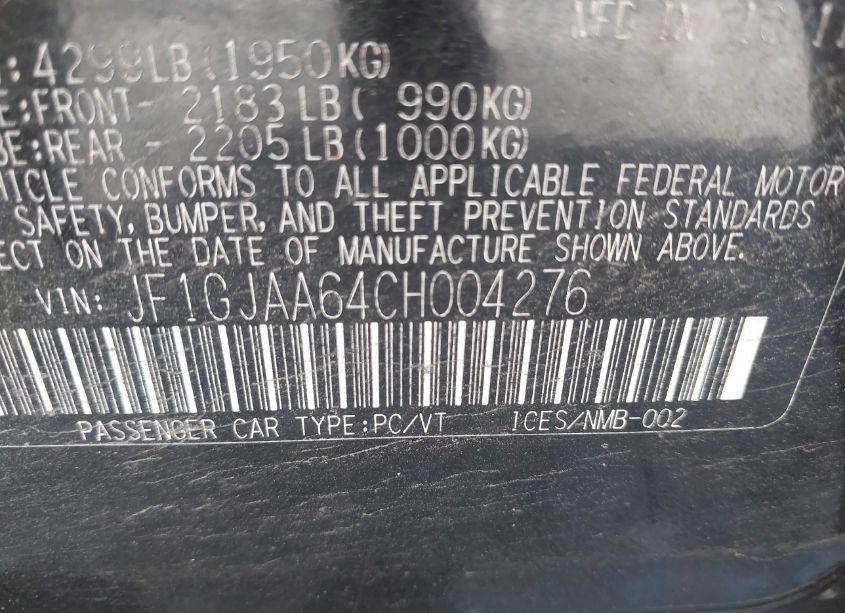 Photo 9 of 2012 Subaru Impreza 2.0I (VIN JF1GJAA64CH004276)